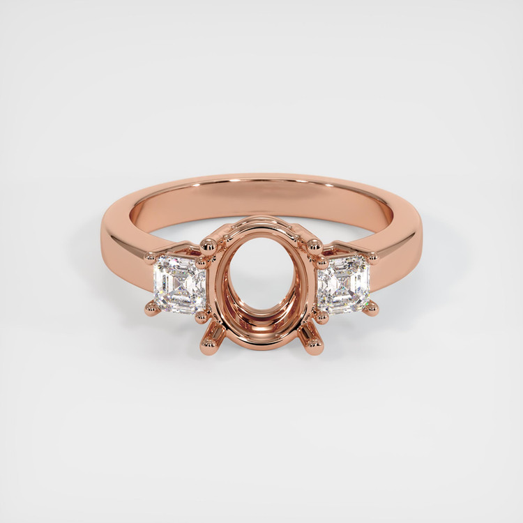 14K Rose Gold Three Stone Ring Setting