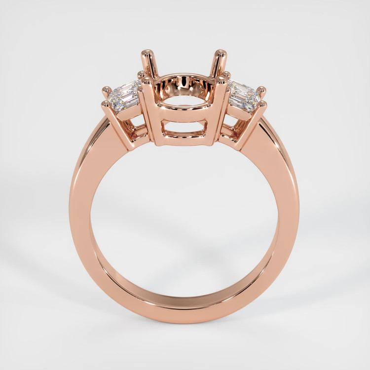 14K Rose Gold Three Stone Ring Setting