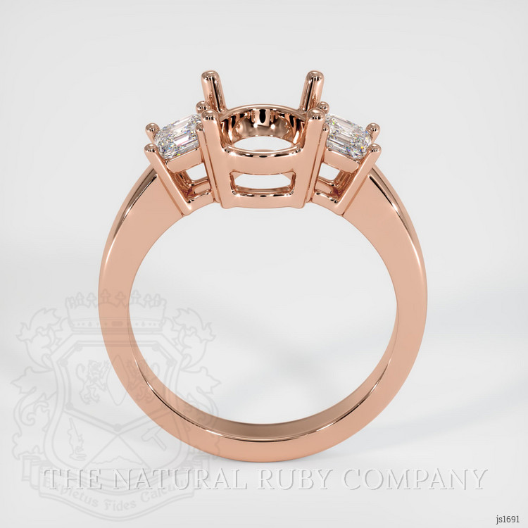 14K Rose Gold Three Stone Ring Setting