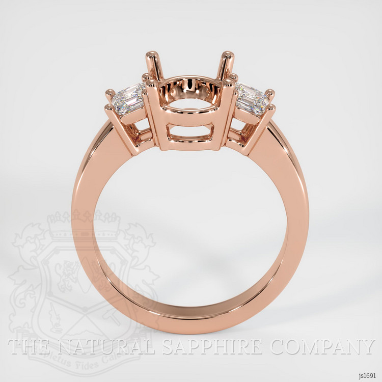 14K Rose Gold Three Stone Ring Setting