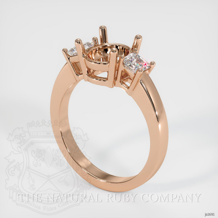 18K Rose Gold Three Stone Ring Setting