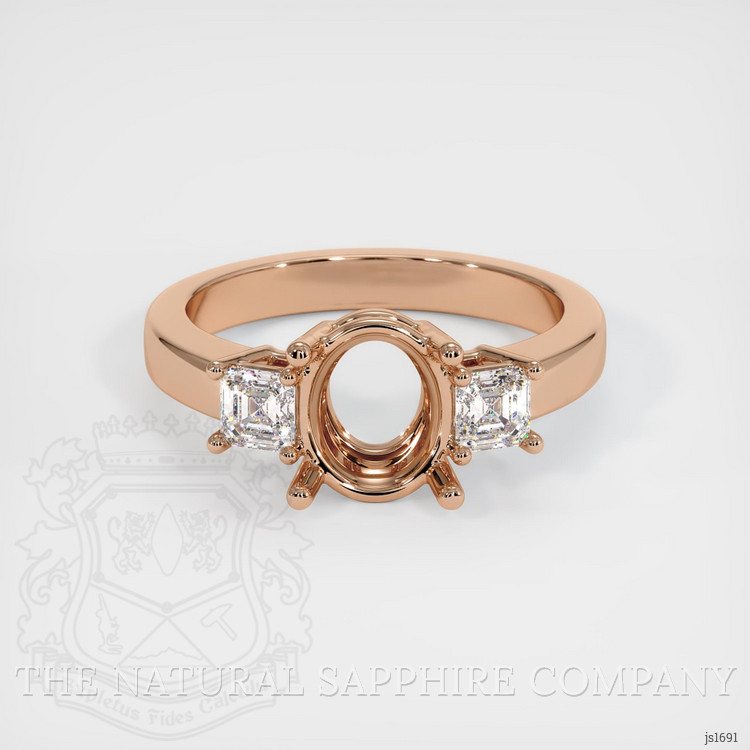 18K Rose Gold Three Stone Ring Setting