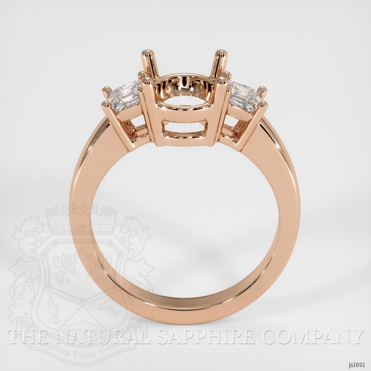 18K Rose Gold Three Stone Ring Setting