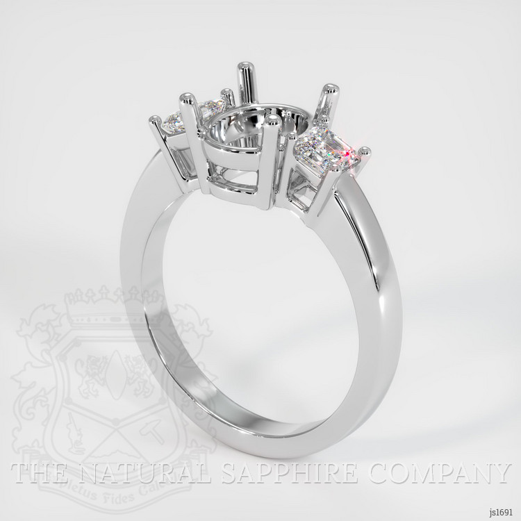 14K White Gold Three Stone Ring Setting