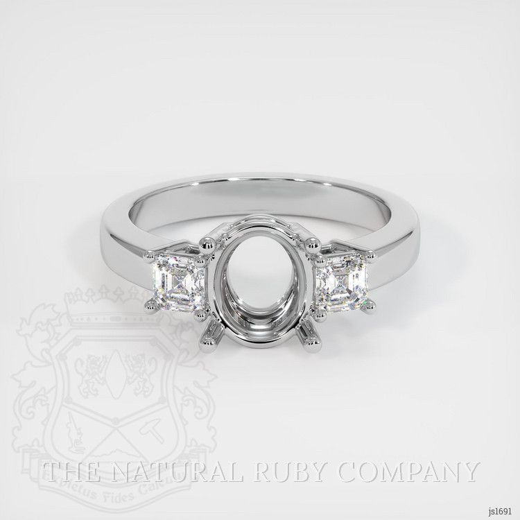 14K White Gold Three Stone Ring Setting