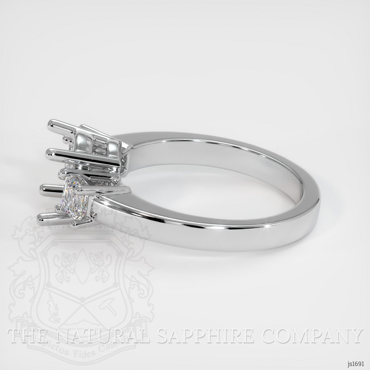 14K White Gold Three Stone Ring Setting