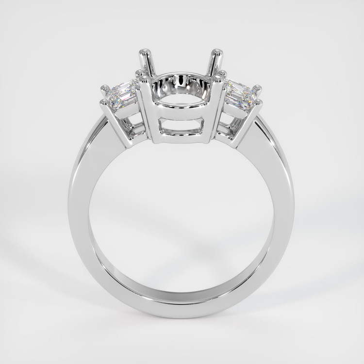 14K White Gold Three Stone Ring Setting