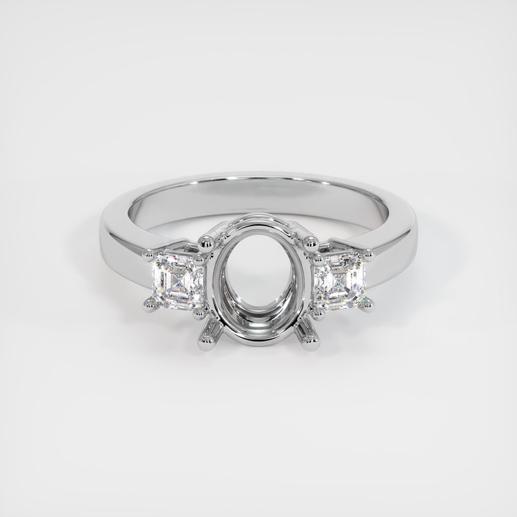 18K White Gold Three Stone Ring Setting