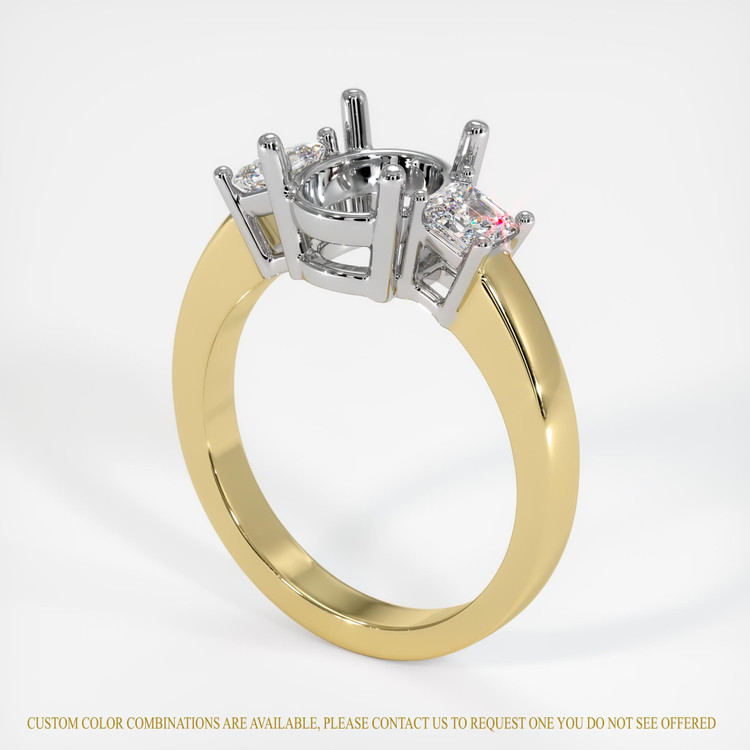 14K White & Yellow Three Stone Ring Setting