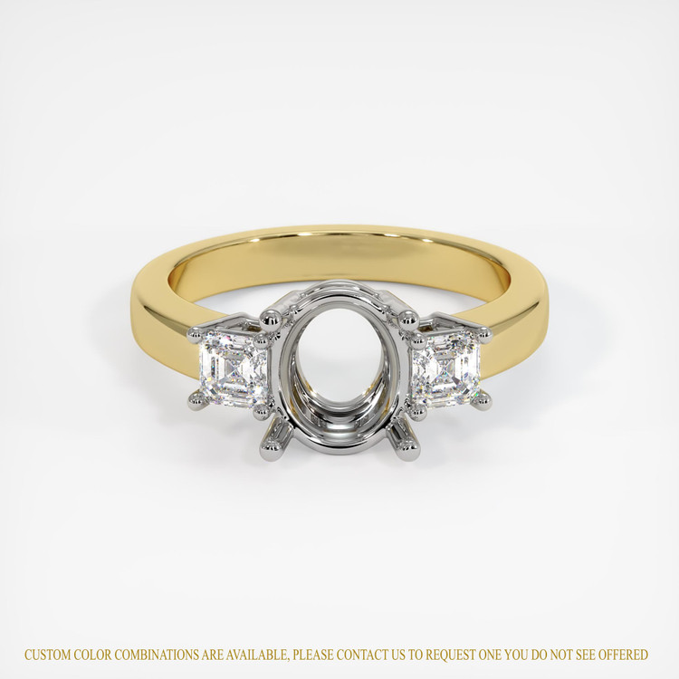 14K White & Yellow Three Stone Ring Setting