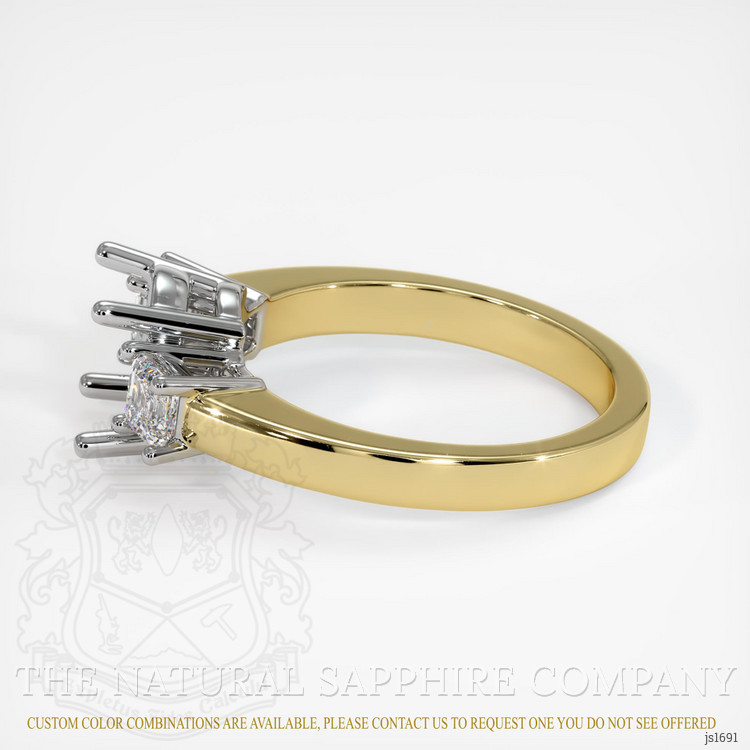 14K White & Yellow Three Stone Ring Setting
