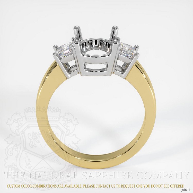 14K White & Yellow Three Stone Ring Setting