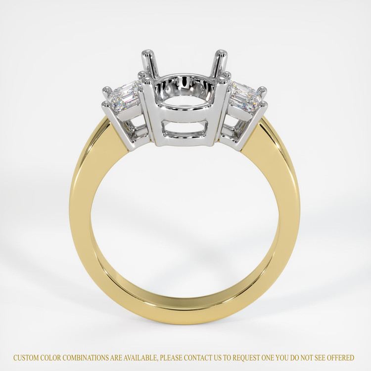 14K White & Yellow Three Stone Ring Setting