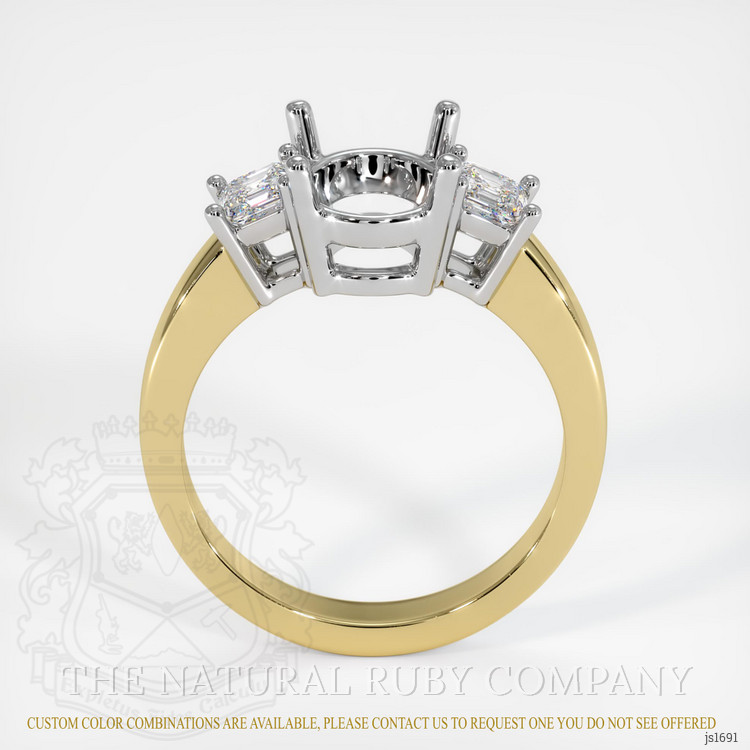 14K White & Yellow Three Stone Ring Setting