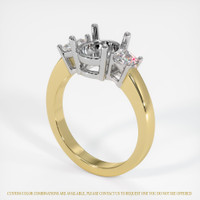 18K White & Yellow Three Stone Ring Setting Image