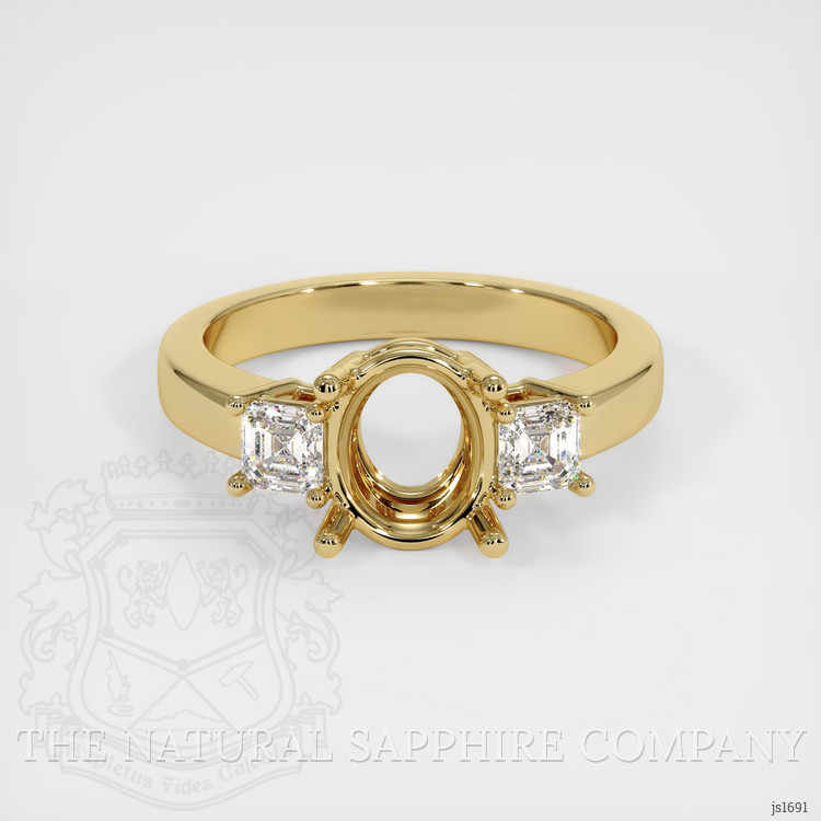 14K Yellow Gold Three Stone Ring Setting