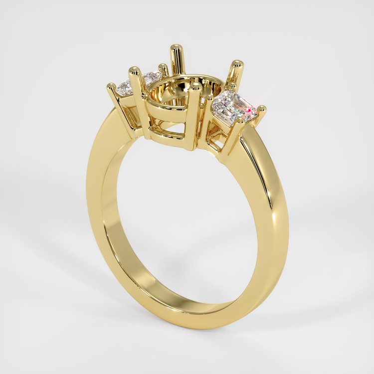 18K Yellow Gold Three Stone Ring Setting