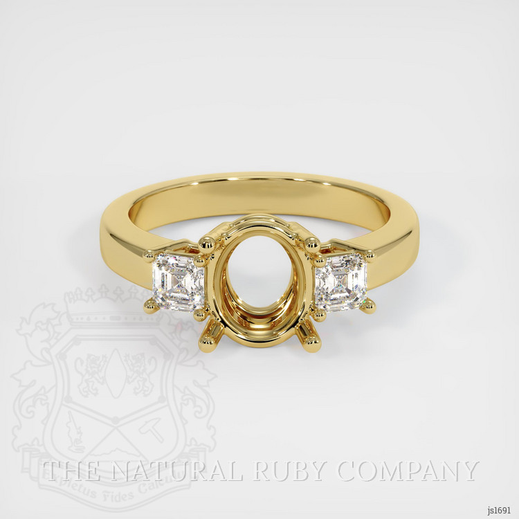 18K Yellow Gold Three Stone Ring Setting