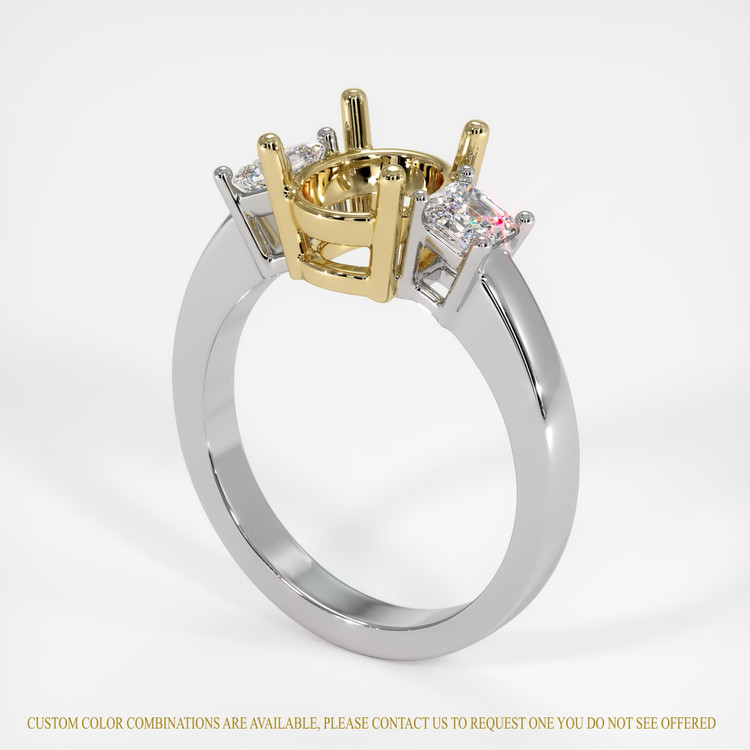 14K Yellow & White Three Stone Ring Setting