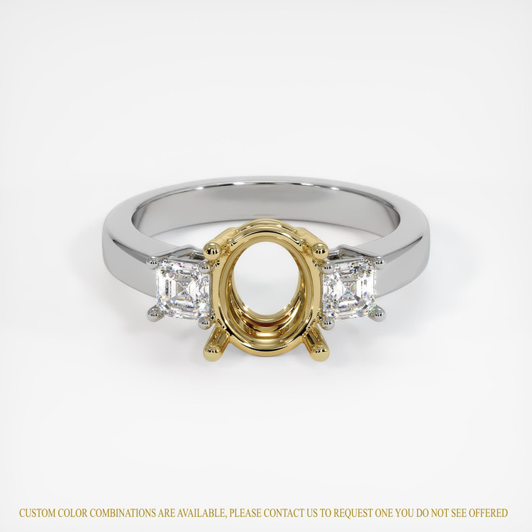 14K Yellow & White Three Stone Ring Setting