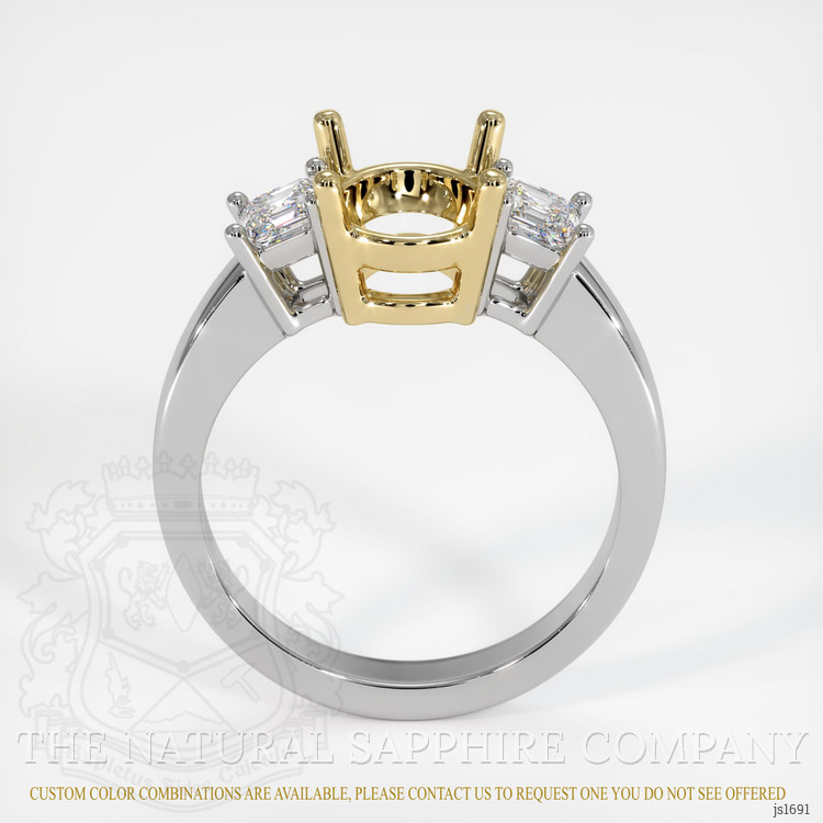 14K Yellow & White Three Stone Ring Setting