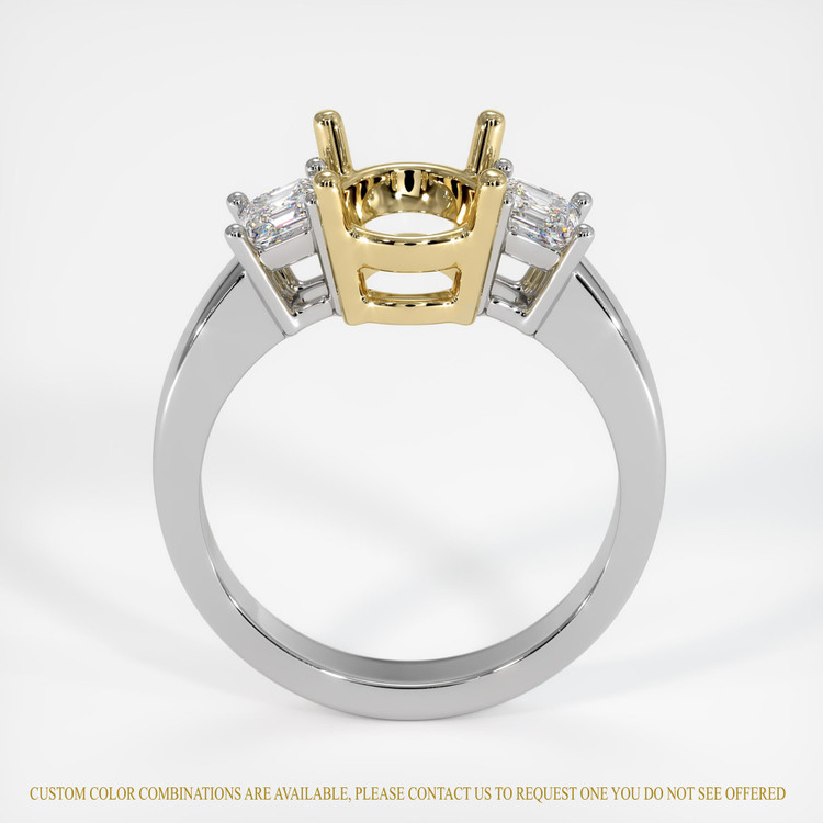 14K Yellow & White Three Stone Ring Setting