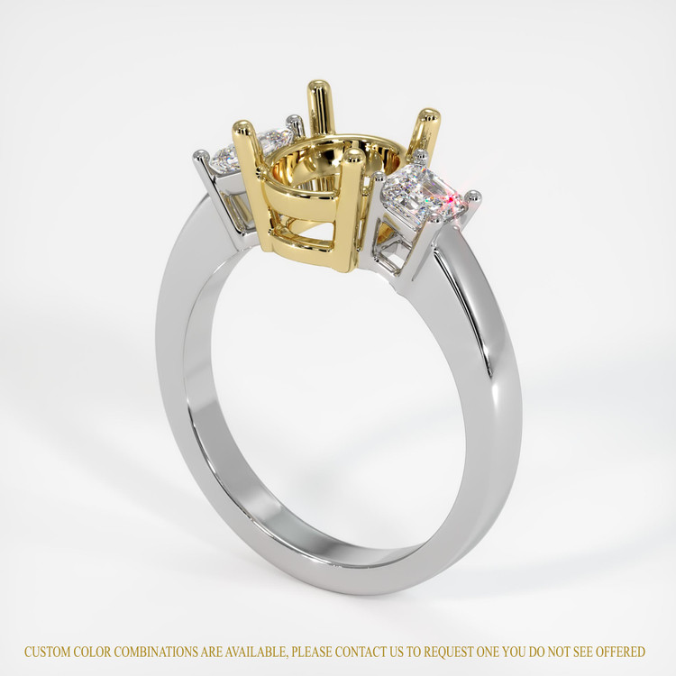 18K Yellow & White Three Stone Ring Setting