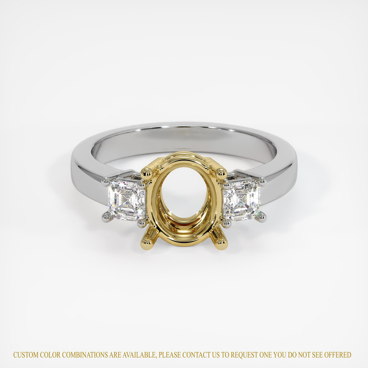 18K Yellow & White Three Stone Ring Setting