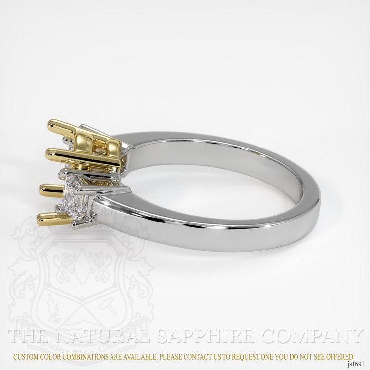 18K Yellow & White Three Stone Ring Setting