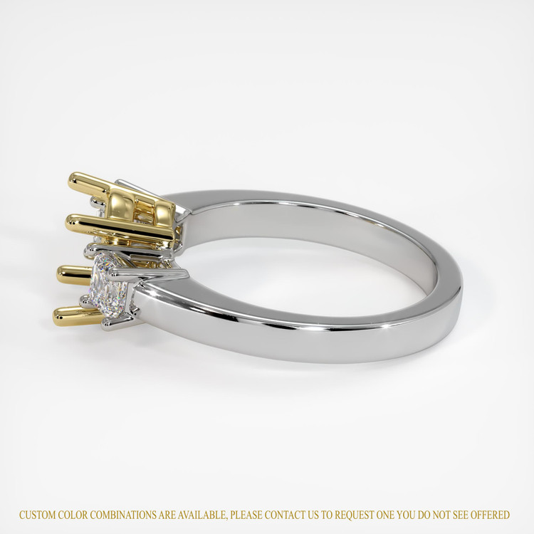 18K Yellow & White Three Stone Ring Setting