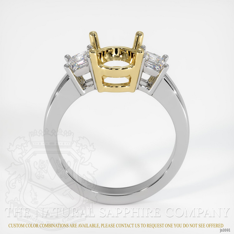 18K Yellow & White Three Stone Ring Setting