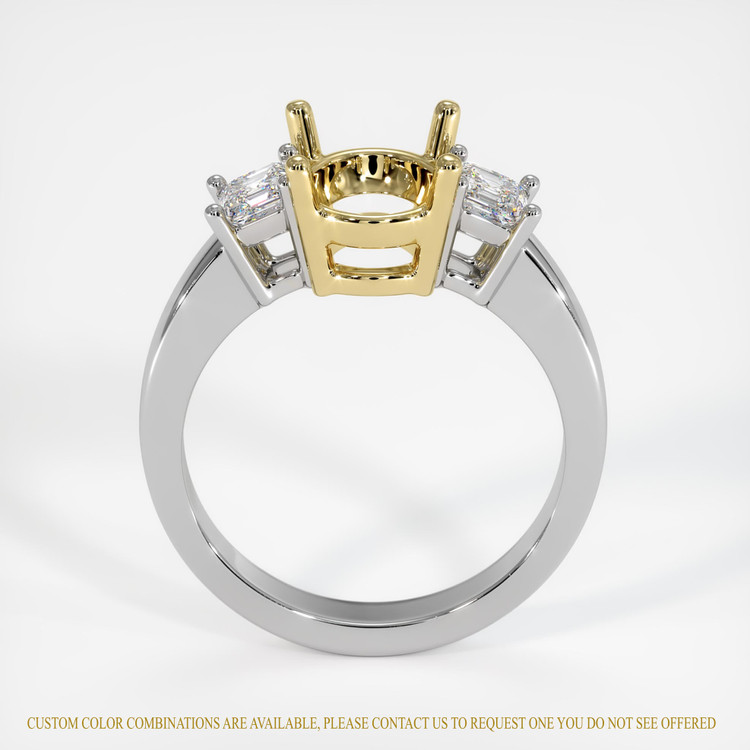 18K Yellow & White Three Stone Ring Setting