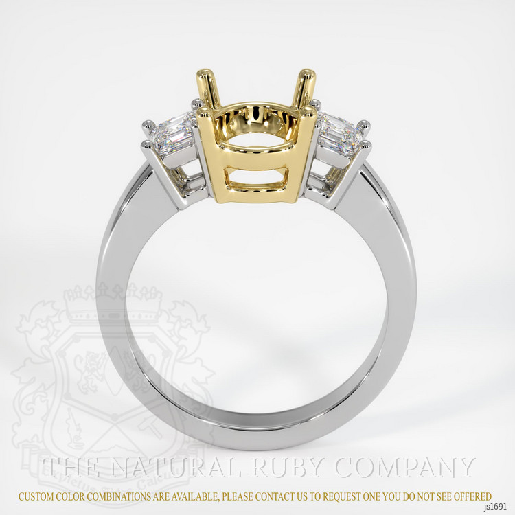 18K Yellow & White Three Stone Ring Setting