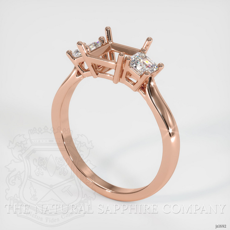 14K Rose Gold Three Stone Ring Setting