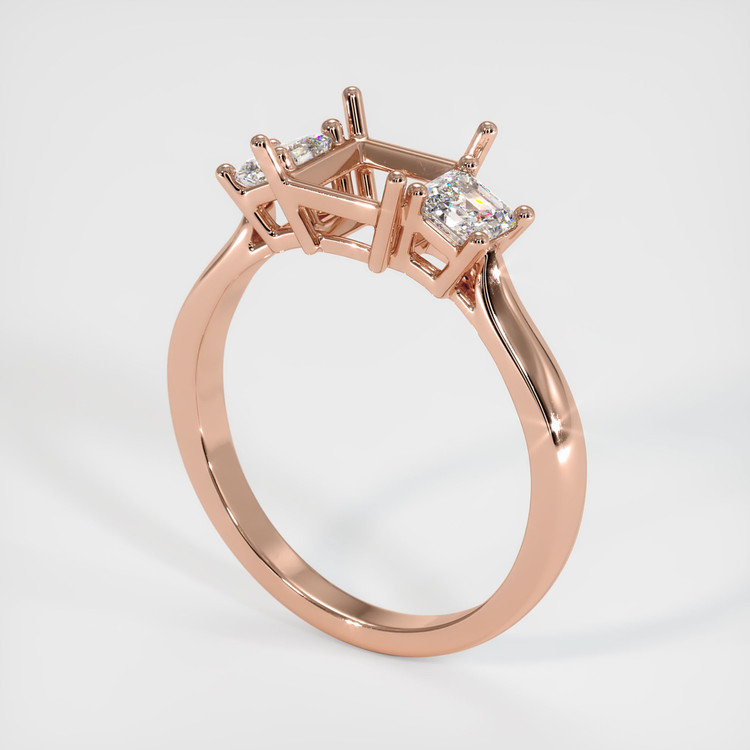 14K Rose Gold Three Stone Ring Setting