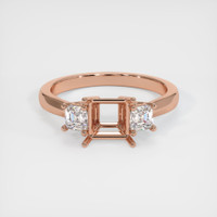 14K Rose Gold Three Stone Ring Setting Image
