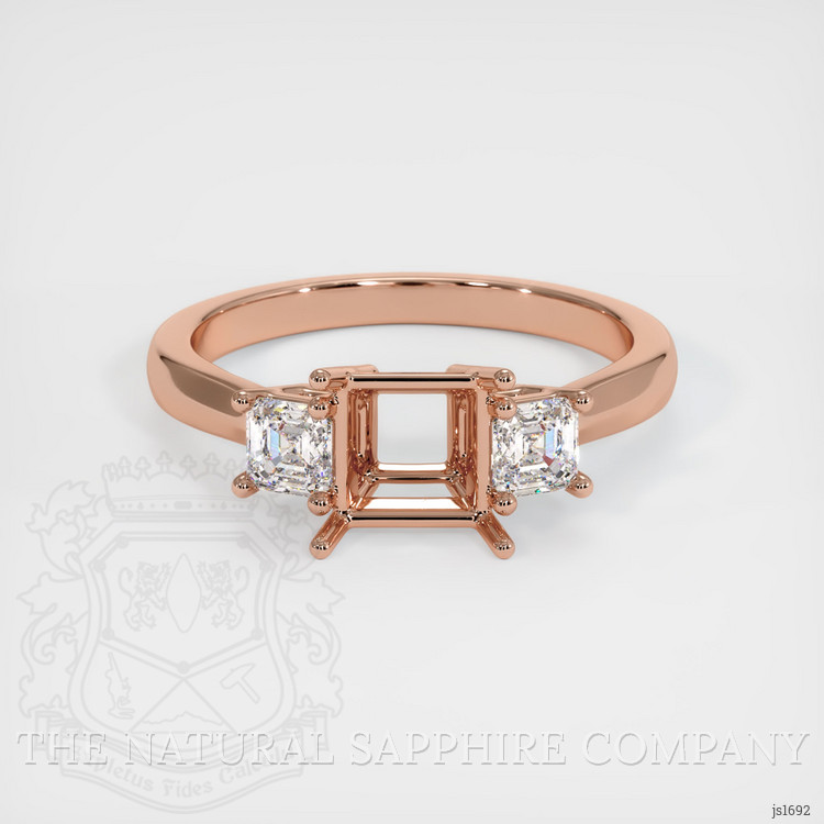 14K Rose Gold Three Stone Ring Setting