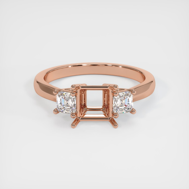 14K Rose Gold Three Stone Ring Setting