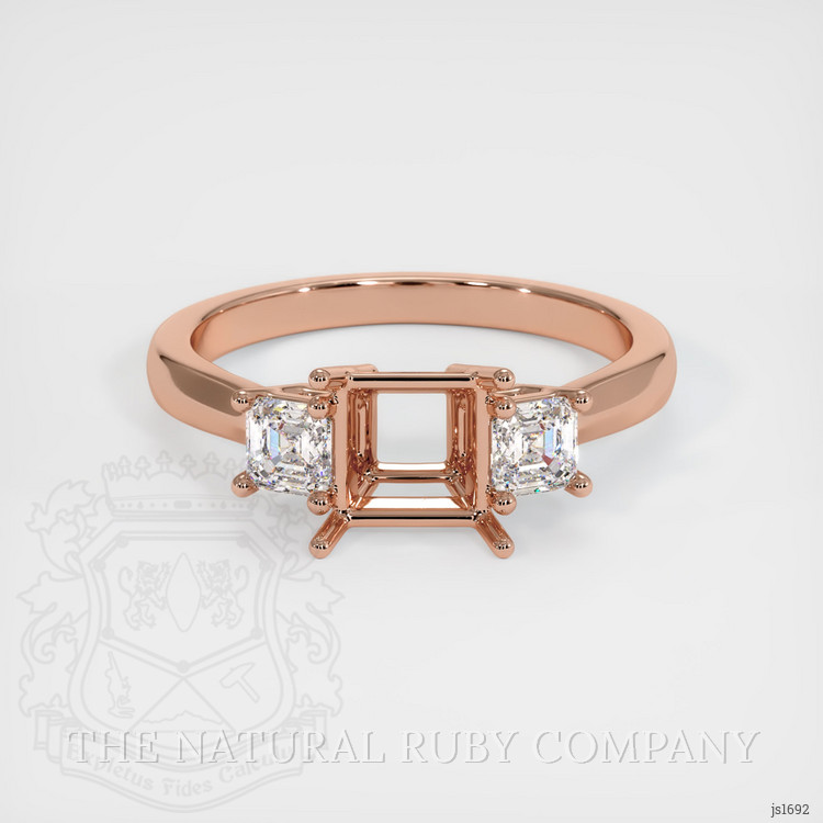 14K Rose Gold Three Stone Ring Setting