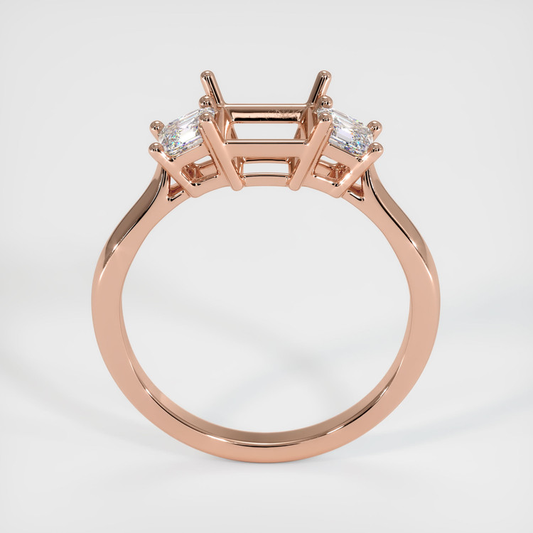 14K Rose Gold Three Stone Ring Setting