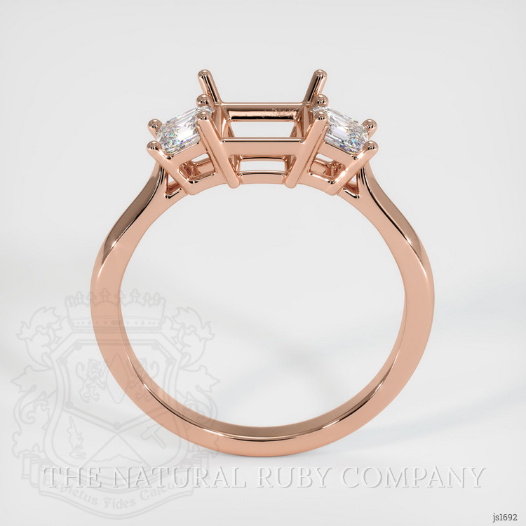 14K Rose Gold Three Stone Ring Setting