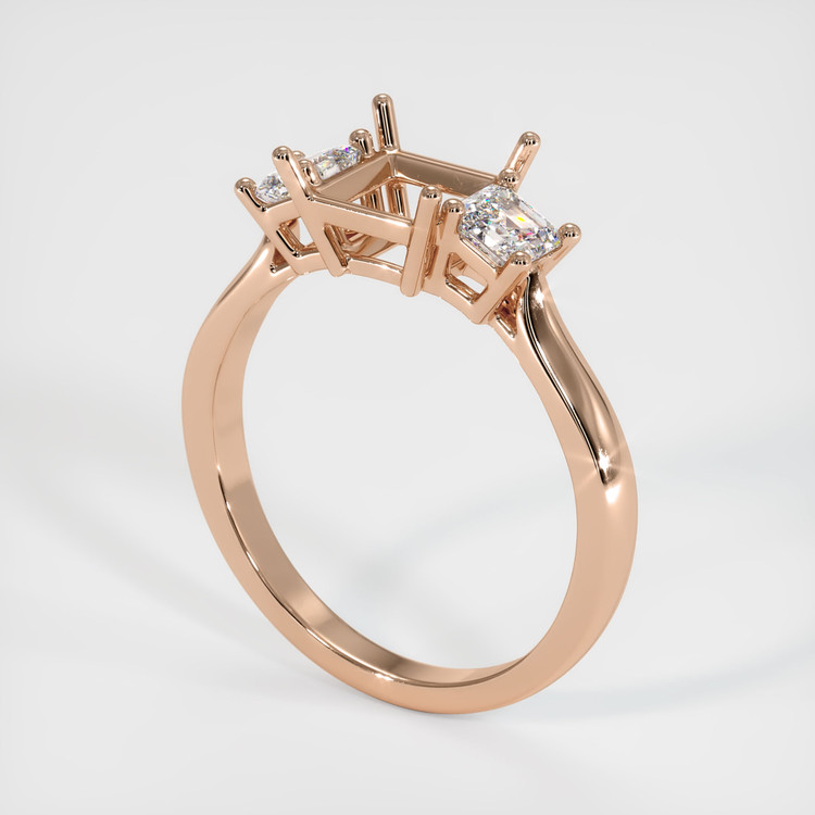 18K Rose Gold Three Stone Ring Setting