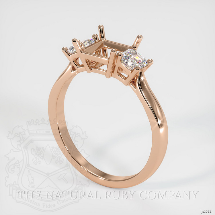 18K Rose Gold Three Stone Ring Setting