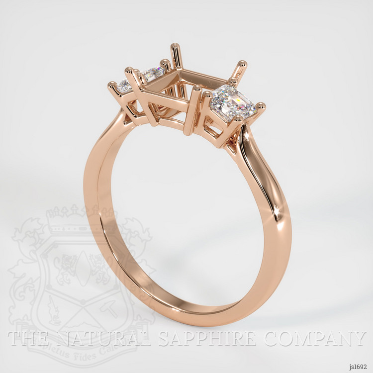 18K Rose Gold Three Stone Ring Setting