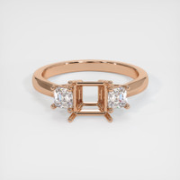 18K Rose Gold Three Stone Ring Setting Image