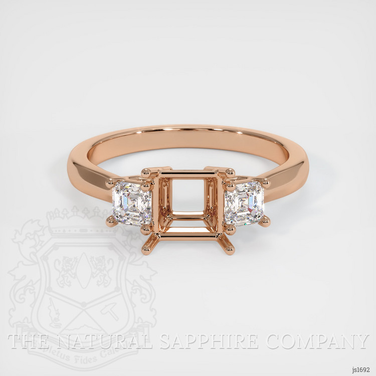 18K Rose Gold Three Stone Ring Setting