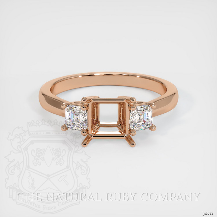 18K Rose Gold Three Stone Ring Setting