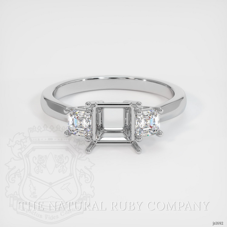 14K White Gold Three Stone Ring Setting