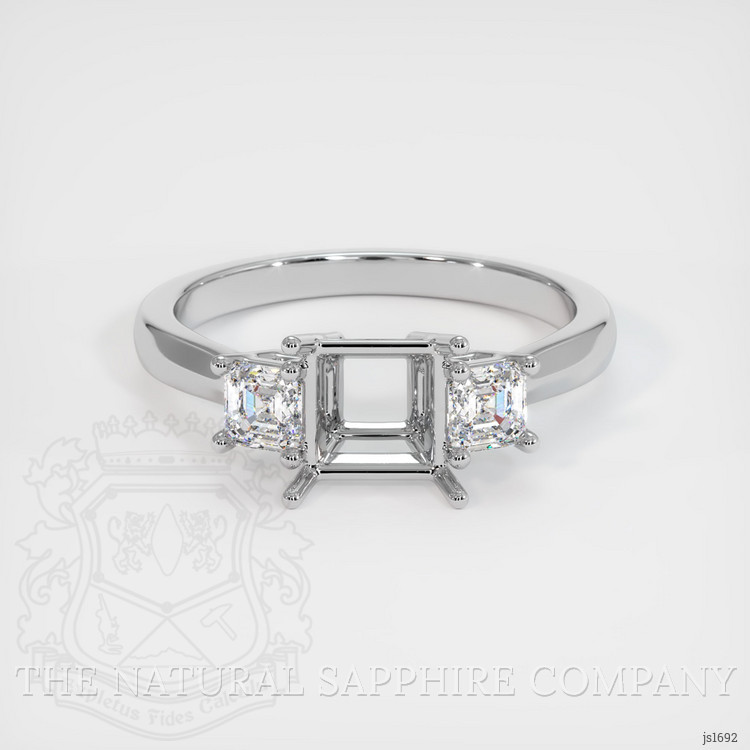 14K White Gold Three Stone Ring Setting
