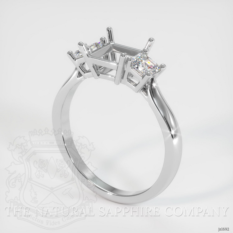 18K White Gold Three Stone Ring Setting